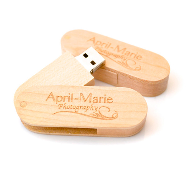 Memoria USB giratoria de madera o bambú