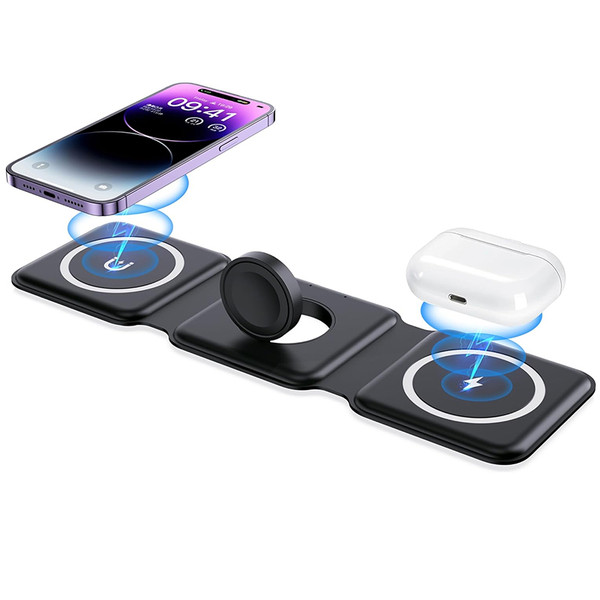 Cargador inalámbrico magnético plegable 3 en 1