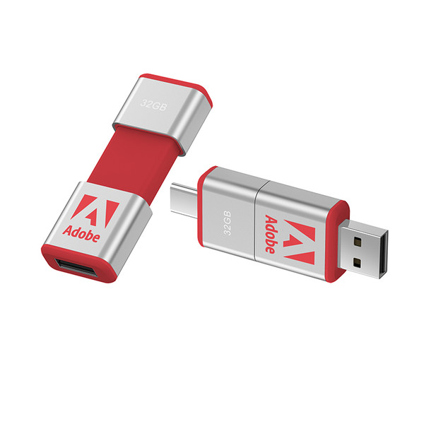 Memoria USB retráctil con conectores USB-A y USB-C