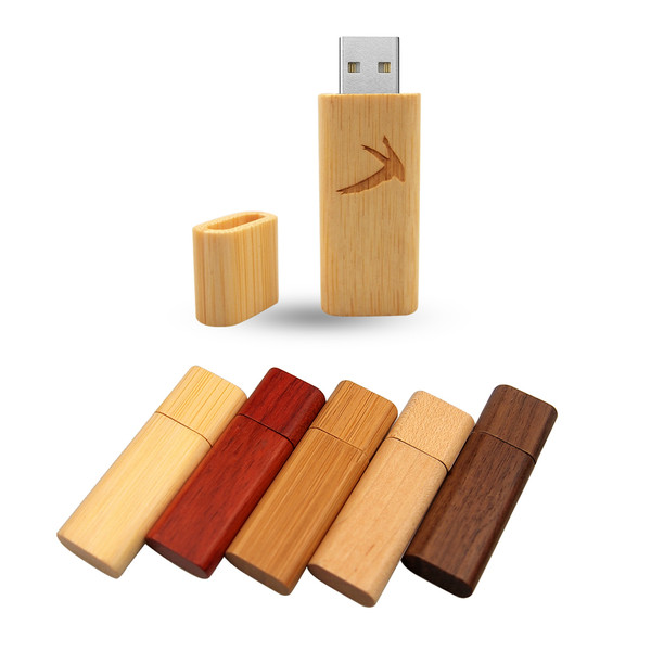 Memoria USB cuadrada de madera o bambú