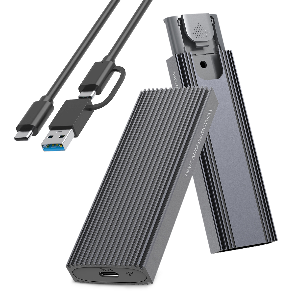 Carcasa de aluminio USB 3.2 Tipo C para SSD M.2 PCIe NVMe, imagen 1