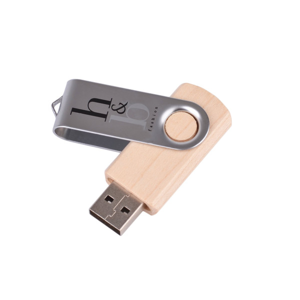 Memoria USB giratoria de madera y metal