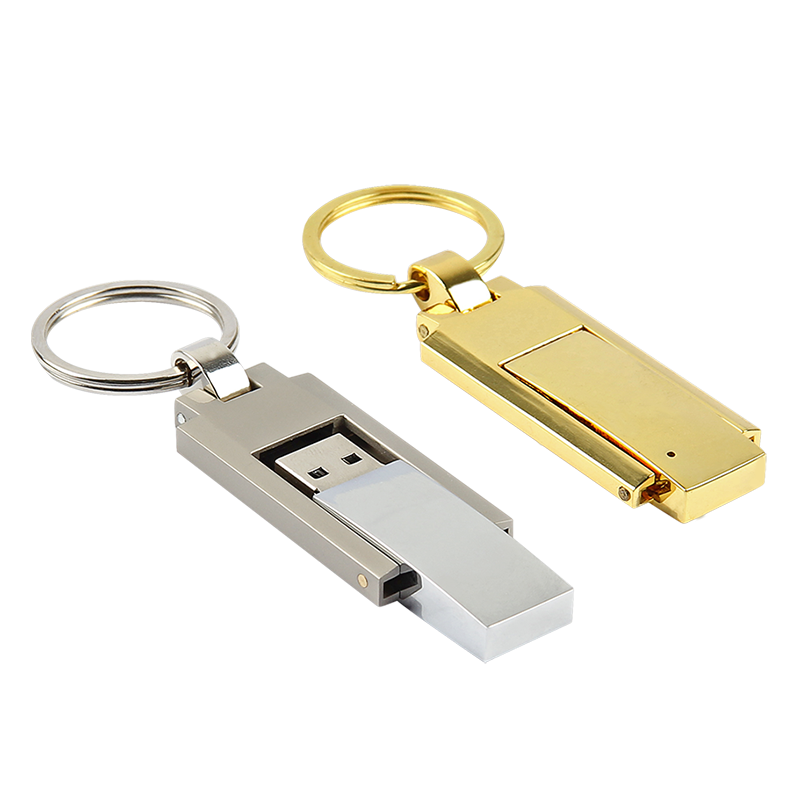 Memoria USB metálica giratoria con anilla grande, imagen 1