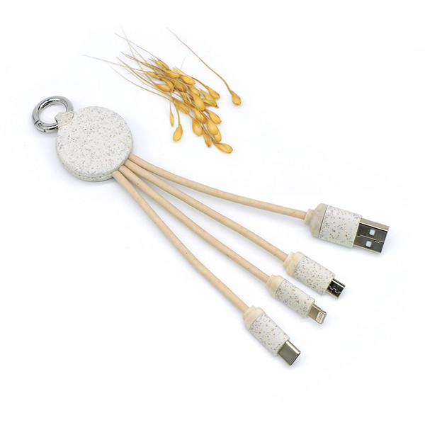 Cable de carga y llavero de fibra de paja de trigo