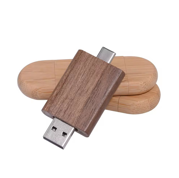 Memoria USB OTG de madera con USB-A y USB-C